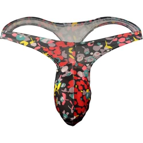 Men Sexy Underwear Low Rise Breathable Briefs Thong Underpants G-String T-Back Male Panties Print Fashion Comfortable Intimates