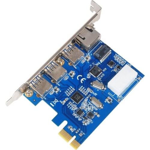 Desktop Expansion Card PCI-E to Gigabit Network Card PCI Express to 1000M RJ45+3 Port USB3.0 Expansion Card
