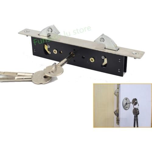Stainless steel,Hanging door/Pull gate Double Hook lock, Stealth lock,For Framed glass door,strong, durable,Door hardware
