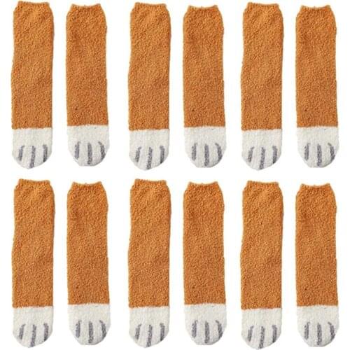 6 Pairs Coral Fleece Socks Floor Socks Winter Plus Velvet Thick Sleep Socks