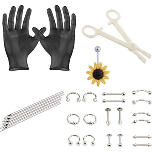 New Hot 1Set Body Piercing Tools Professional Piercing Tool Kit Sterile Belly Body Ring Needle Sets Cartilage Tools Body Jewelry