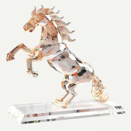 Crystal horse ornaments Zodiac living room study wine counter office creative opening lucky gift decoration crafts