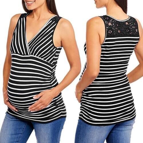 Maternity Pajamas Nightgown Breastfeeding Blouse Tops T-Shirts New Striped Pregnant Women Nursing Pajamas Nightwear Sleepwear