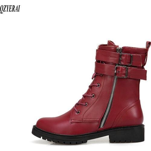 QZYERAI size 34-43 Autumn high quality womens boots fashionable zipper boots short boots European vintage womens shoes