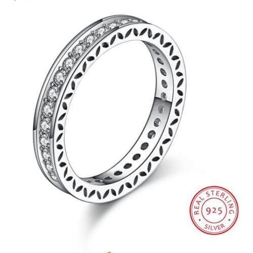 Size 4-9 Vintage Jewelry 100% Authentic Pure 925 Sterling Silver 5A Dazzling Cubic Zirconia Stackable Rings For Women Gift CZ