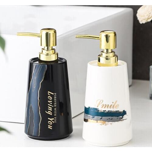 Luxury Ceramic Hand Sanitizer Press Bottle 430ml Bathroom Sub-Bottling Shower Gel Shampoo Bottle Home Decoration