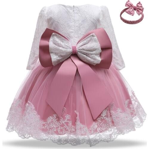 Winter Baby Girls Christmas Long Sleeve Red Dress For NewBorn 1 2 Years Old Birthday Party Clothes Set Infant Christening Gown