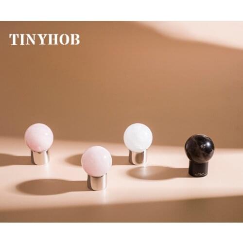Natural Crystal+Stainless Steel Cabinet Knob and Handle Round Pink Drawer Pull Kitchen Cabinet Handle Small Knob for Furniture