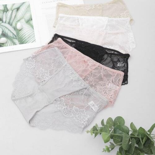 Sexy lace mulberry silk underpants womens low waist seamless comfortable breathable silk triangle underpants women