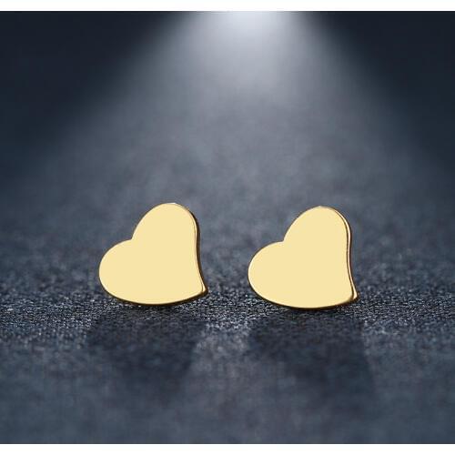 DOTIFI Stainless Steel Stud Earring For Women Man Real Heart Gold And Silver Color Lovers Engagement Jewelry Drop Shipping