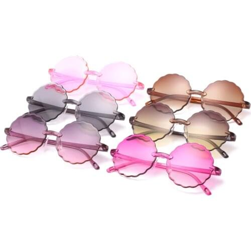 New Sunglasses Gradient Round Boys Girls Rimless One Piece Gafas Sun Glasses Kids Oculos Child Eyewear