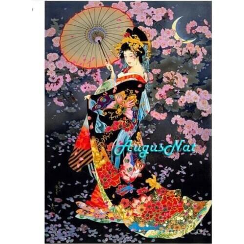 Japanese woman diamond painting full square beauty wall art wedding decor laldy diamond cross stitch needlework kit hand crafts
