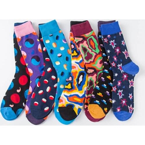 Happy Men Street Hip Hop Funny Socks Skarpetki Skateboard Sokken Wedding Clacetines Hombre Divertidos Unisex Art Crew Chaussette