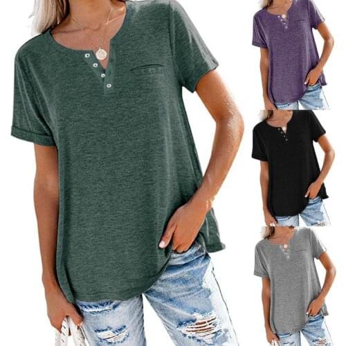 Women Tunic Solid Color All-match Skin-friendly Women Short Sleeve Tee Tops for Summer