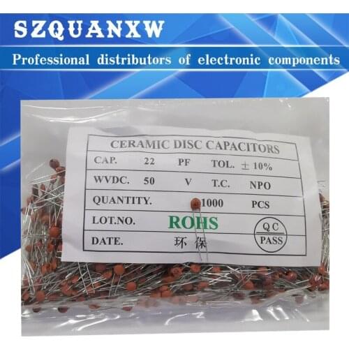 1000pcs Ceramic capacitor 50V 1pF ~ 100nF 0.1uF 104 4.7PF 10PF 22PF 33PF 47PF 100PF 101 220PF 221 330PF 470PF 1NF 103 47NF 473