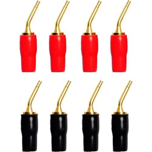 4-Pair 2mm Banana Plug Screw Type o Speaker Cable Connector Gold Plated