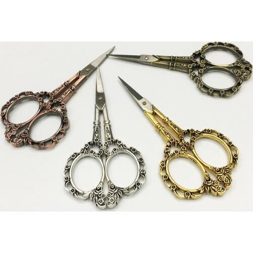 4pcs lot multi color option stainless steel antique scissors flower pattern design EU style household trimming snipper