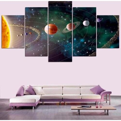 5 Pieces Universe Planet Modular Wall Pictures HD Print Modern Home Decoration Canvas Painting For Living Room Posters No Frame