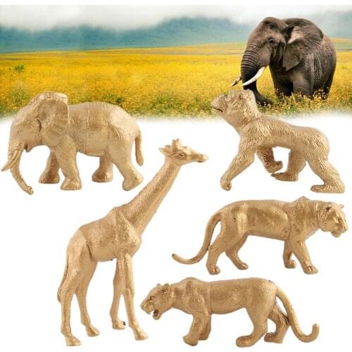 7/Set Simulation Ornaments Golden Color Tiger Lion Leopard Ornaments Model Learning Education Gift for Decoration