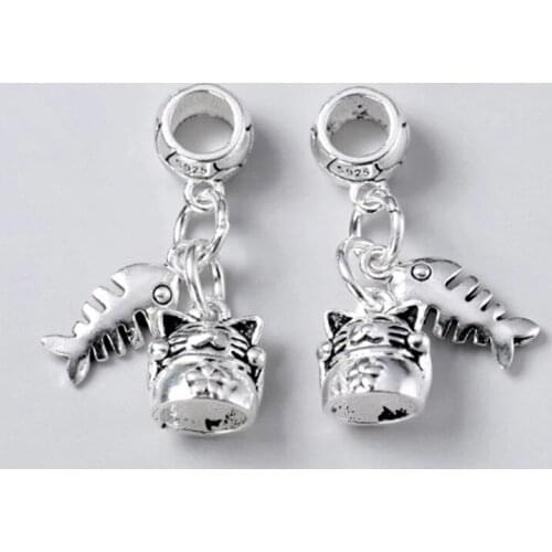 925 Sterling Silver Bohemia Fortune Cat&Fish Charm DIY Fancy Jewelry Making Set Women Necklace Beading S925 Silver Pendants