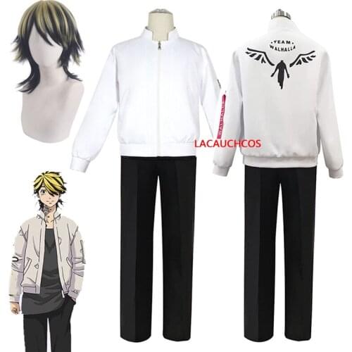 Anime Tokyo Revengers valhalla Hanemiya Kazutora Cosplay Costumes White Sportswear Cosplay Wig Halloween Adults Anime clothes