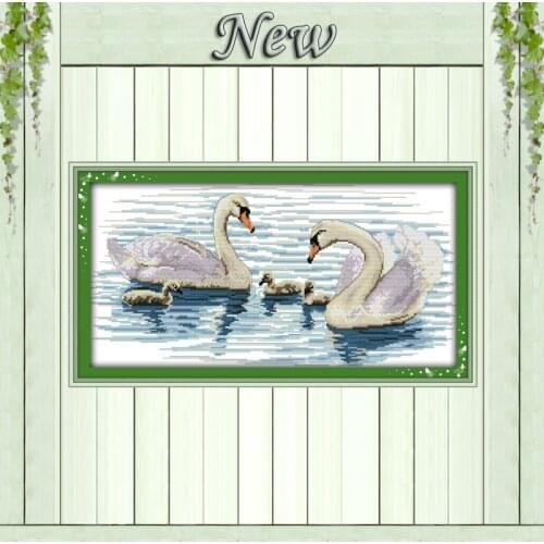 White swan love scenery decor paintings Counted Printed on canvas DMC 14CT 11CT DIY Cross Stitch Needlework Kits Embroidery Sets