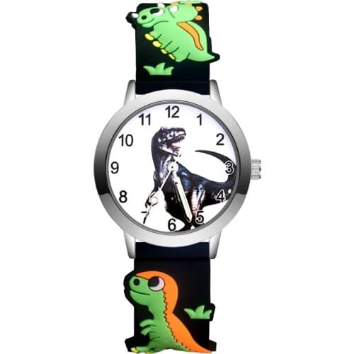 Fashion Cartoon Cute dinosaur style Childrens Watches Kids Student Girls Boys Quartz 3D Silicone Wrist Watch JA47