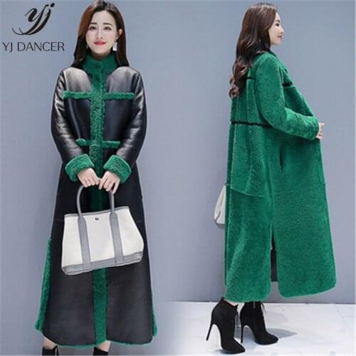 Two Sides Wearing Long Faux Fur Coat Female 2019 Winter Fashion New Lamb Fur Hair Thickening Warm Fur Coat Tide HHH0036