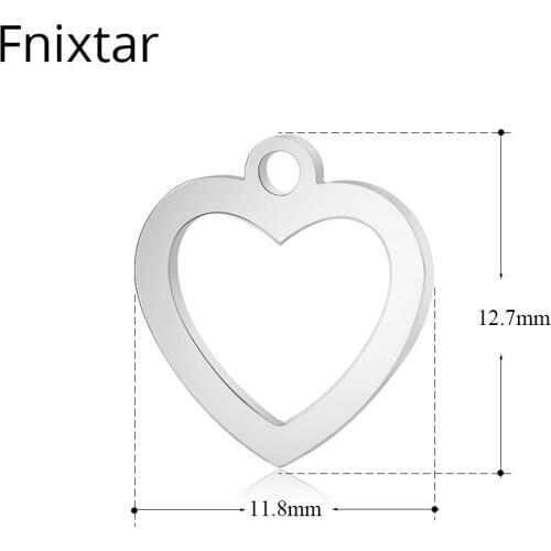 Fnixtar 50pcs/lot New Arrival Stainless Steel Heart Mini Metal Pendants Charms for Women Jewelry Making DIY Jewelry Accessories