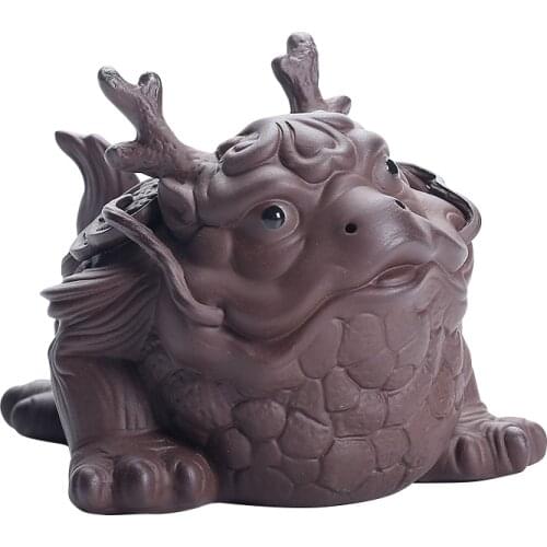 Ceramic tea pet ornaments, Chinese zodiac golden toad tea set, tea ceremony zero match tea play