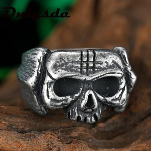 Cool Stuff Aesthetic Stainless Steel Skull Ring Mens Gothic Muerte Biker designer Jewelry Unique Party Gift Accessories