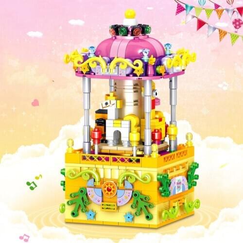 City Creator Street View Series Playground Carousel Music Box Building Blocks Bricks Toys Christmas Gifts