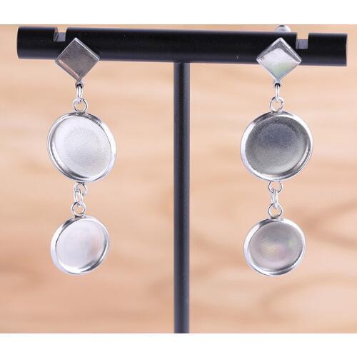 Reidgaller 5pairs stainless steel fit 10mm 12mm round cabochon stud earring base blanks diy metal bezel settings for earrings
