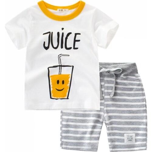 Children Clothes 2020 Summer Casual Kids Clothing Cotton Short Sleeve T-shirts and Shorts Set for Boys Girls 2-8 Years Baby Sets