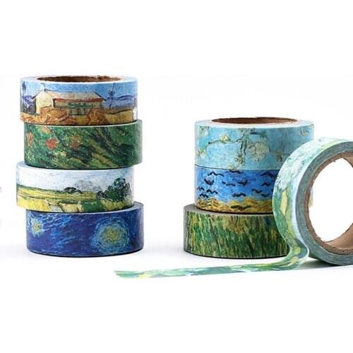 15mm*7m Van Goghs Color Masking Tape Classic Painting Pattern Scrapbooking Photo Album Diary DIY Gift Deco Stickers