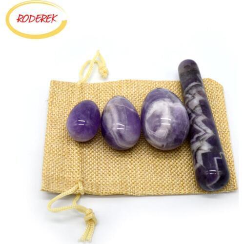 Jade Egg Set Natural Amethyst Yoni Egg Massage Wand For Vaginal Kegel Exercise Massage Device Health Care