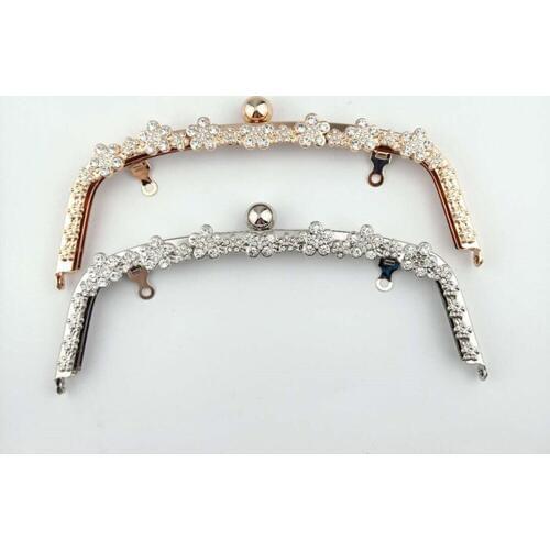10pcs 22cm Diamond Blossom Shiny Handle Metal Purse Frame for Bag Sewing Craft Tailor Sewer