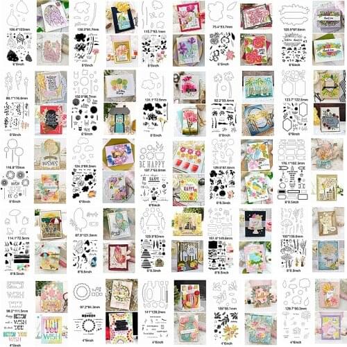 Mix Flower Butterfly Leaves Banner Cake Letter Words Animals Metal Cutting Dies Match Clear Silicone Stamps Decorate Cards Hot