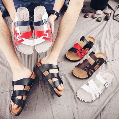 New Summer Cork slippers Mens Fashion Sandals Outside The Street Rome Flip Flops large Size Beach Mens Sandals