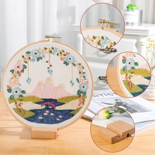 Scenery Patterns Embroidery Kits Handcraft DIY Embroidery Hoop Beginner Material Package Cross Stitch Sewing Supplies bordado