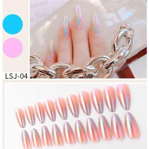 Pointed Gradient False Nail Tips Accessories for Art Decoration 2021 New Nails Overhead with Glue Nail Tips Pink Nails