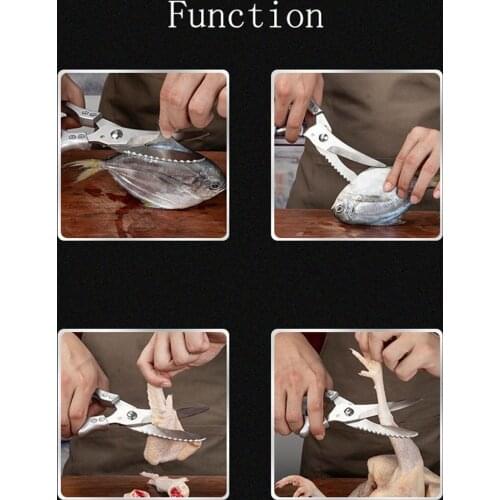 Chicken Bone Scissors Chicken Duck Fish Cutter Shears Stainless Steel Scissors Scale Clean Cooking Scissors Knife Aluminum alloy