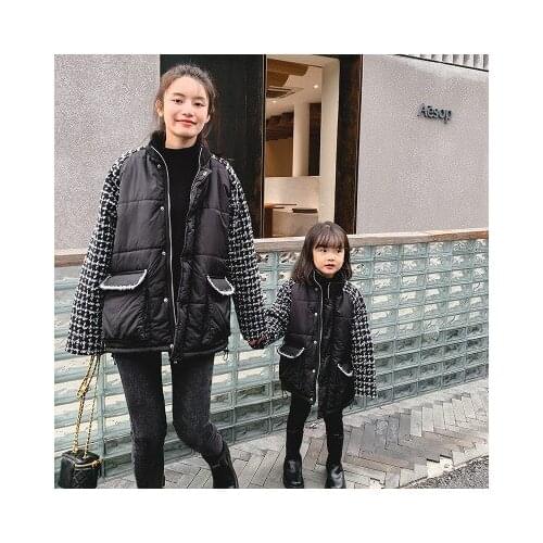 Mother and Daughter Clothes Baby Cotton-padded Jacket 2021 Winter New Korean Style Toddler Patchwork Parkas Coats Family Look