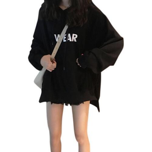 Autumn Women Thin Section Pullover Letter Print Sweatshirt Long Sleeve Casual Warm BF Style Loose Tops Spring Sweatshirts