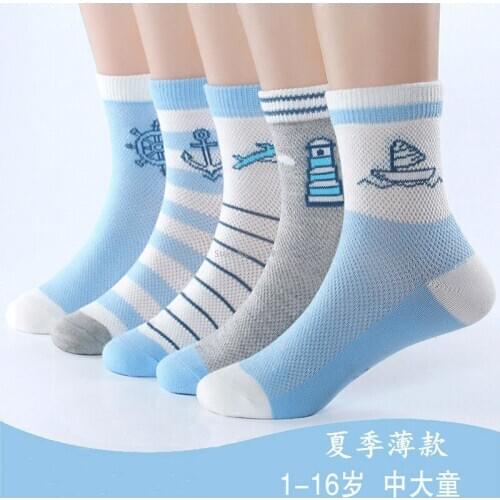 3-15Y 5 Pairs Infant Baby Socks Cute Summer Breathable Mesh Sock Cotton Newborn Boys Girls Short Socks kids socks boys socks