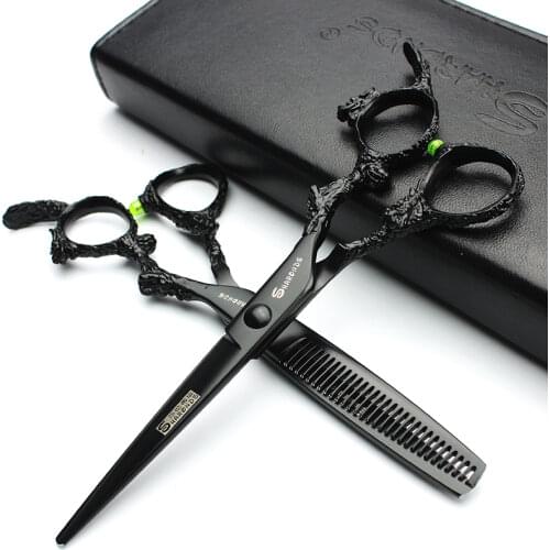 Sharonds 6" Silver Black Dragon Handle Hair Salon Hairdressing Scissors High Quality 440c Steel Professional Cutting Scissors