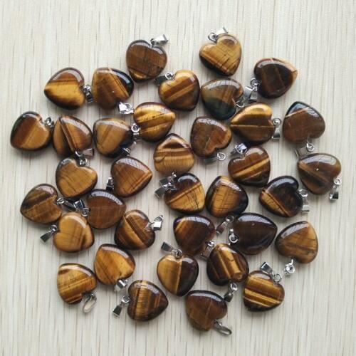 2018 fashion top quality natural tiger eye stone heart pendants charms for jewelry making 16mm 50pcs/lot Wholesale free shipping