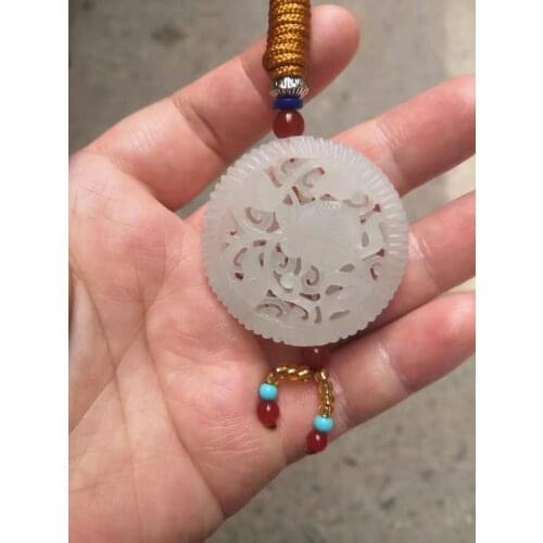 Natural 7a hetian White jade Pendants Handcarved hollow Pendant jade pendant men women Jade pendants of peace and good luck