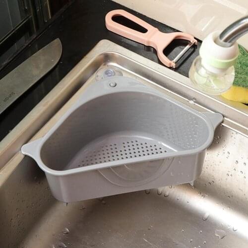 Suction Cup PP Drain Rack Kitchen Triangular Sink Organizer Multifunctional Vegetable Fruite Sink Strainer Storage Filter Basket