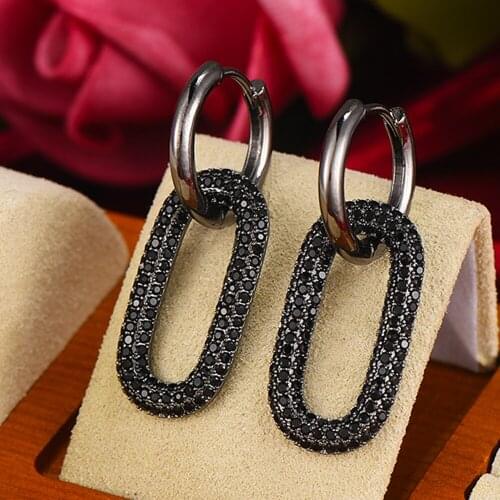 SORAMOORE Luxury Sparkling Elegant Oval Drop Earrings Full Micro Cubic Zirconia Pave Women Bridal Engagement Jewelry Addiction